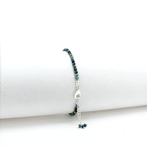 Miniatura 4 de Gempires Natural Chrysocolla Beads Bracelet, Handmade Jewelry, Sliver Plated Chain, Gift For Her, AAA + Quality (Chrysocolla)