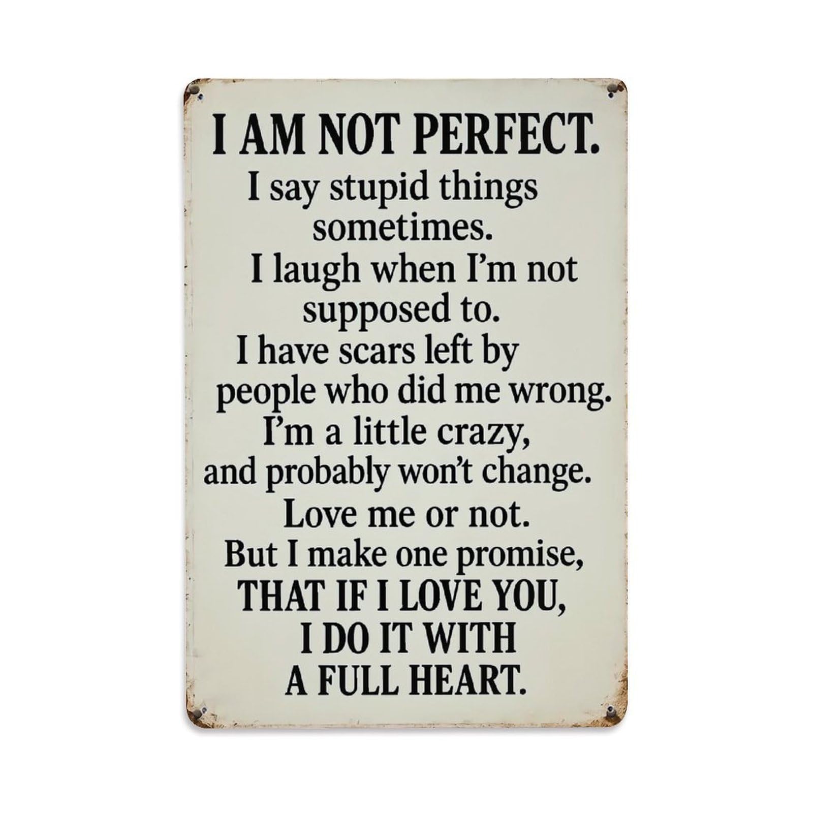 Jdfenggu Vintage I Am Not Perfect I Say Stupid Things I Laugh Retro Metal Tin Sign, Decor Art Poster For Bar, Home, Man Cave, Kitchen, Laundry Room Gift 8X12inch