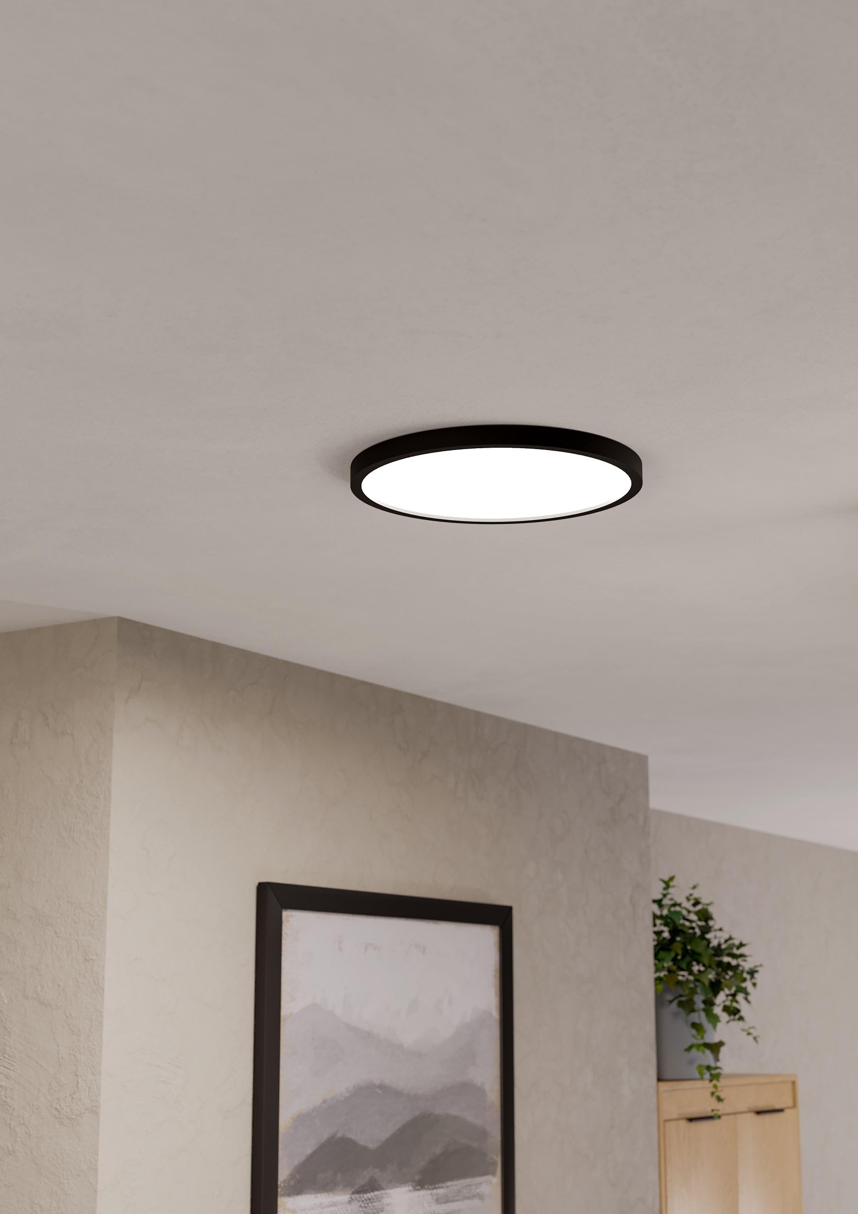 EGLO connect.z Smart-Home LED Bad Deckenlampe Fueva 6-Z, Ø 38,9 cm, ZigBee, App und Sprachsteuerung Alexa, Lichtfarbe (warmweiß-kaltweiß), dimmbar, Deckenleuchte Badezimmer schwarz, IP44