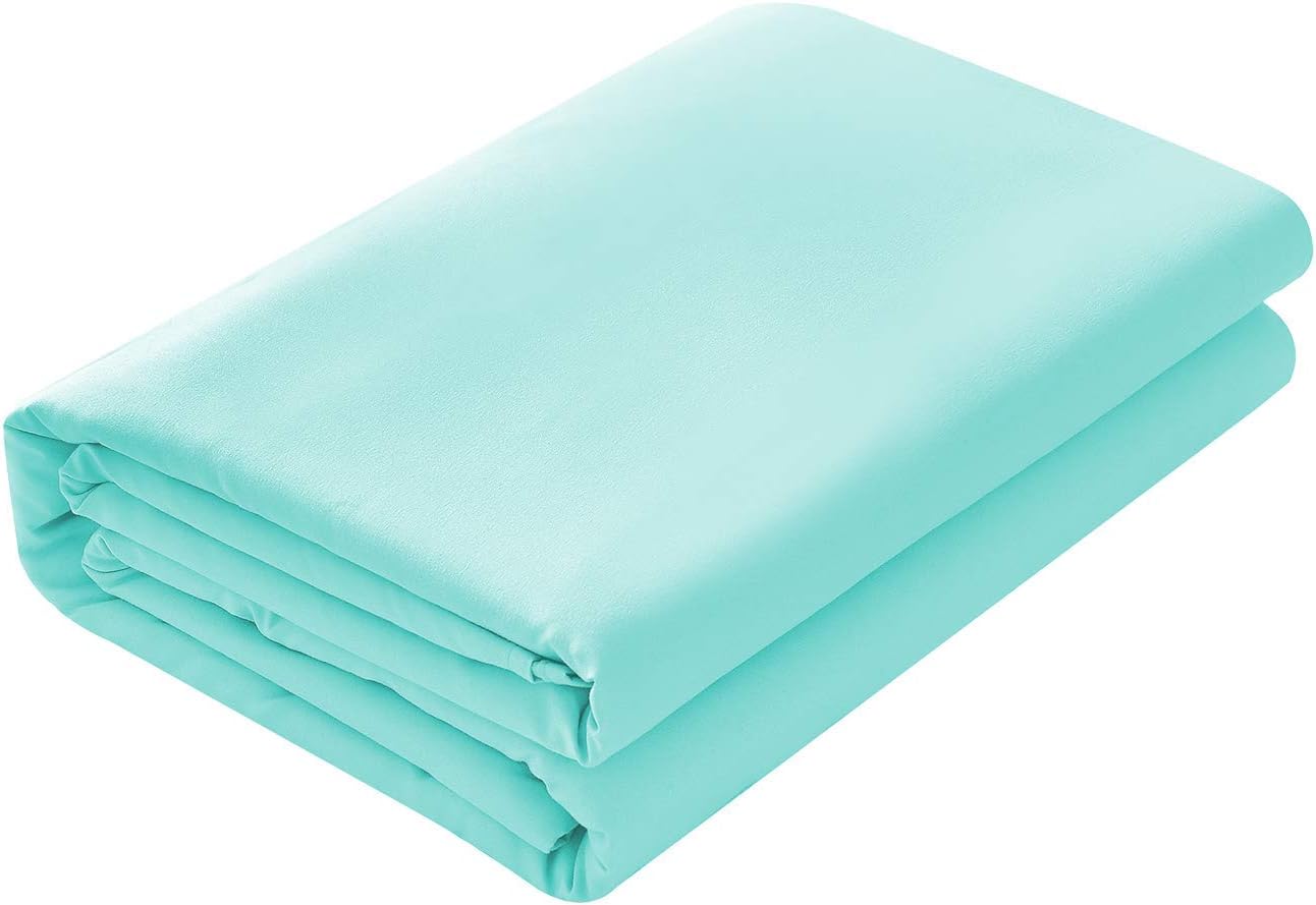 LaxLinen 450-Thread Count Super Soft Quality 1PC Flat Sheet (Top Sheet), Full Bed Size/Double Bed Size, Aqua Blue Solid 450TC 100% Egyptian Cotton