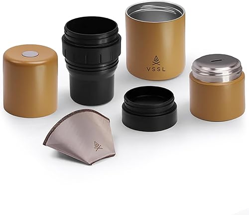 Miniatura 9 de VSSL Nest Pour Over - Juego de café, transportable y compacto, con taza de doble pared de 10 onzas, color crema Crema,Negro -,Everglade,Musgo