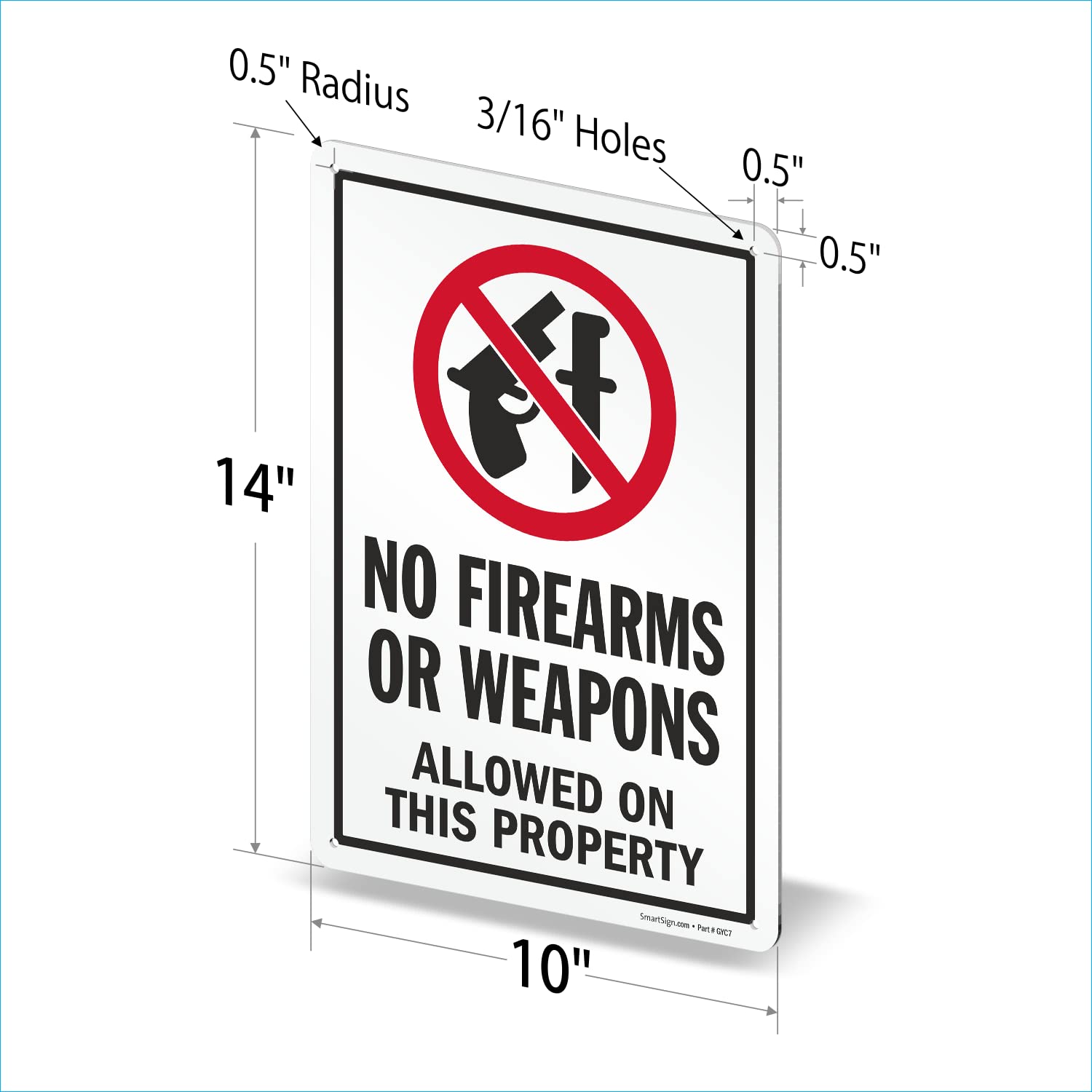 Hinweisschild „No Firearms Or Weapons Allowed“ – Groß, Schwarz/gold, Selbstklebend