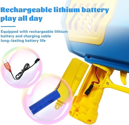 Miniatura 3 de Ba zooka - Pistola de burbujas de 69 agujeros, ametralladora de burbujas de cohete, lanzador de Gatling para adultos y niños, juguetes geniales,