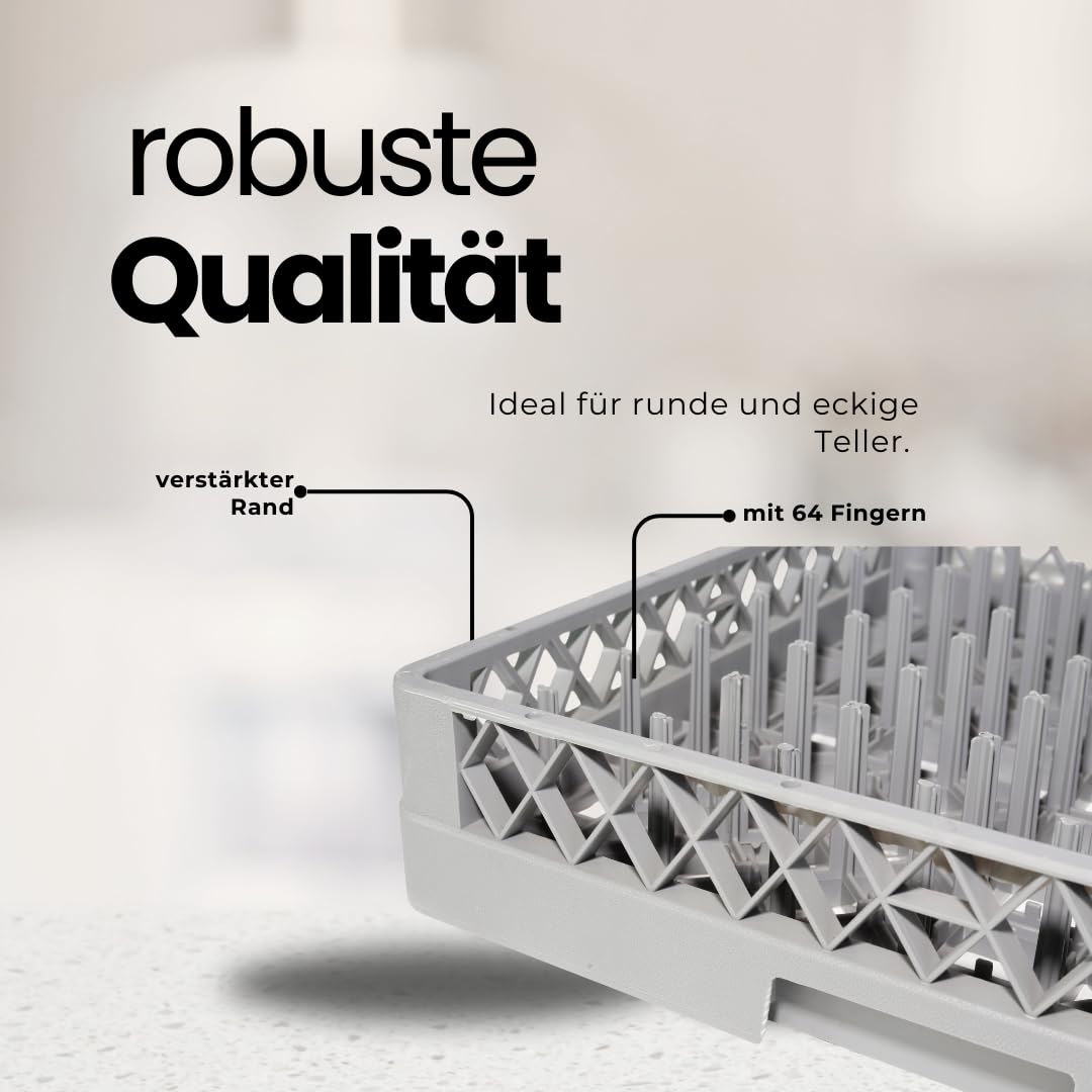 6-er Set Spülkorb für Teller & Tabletts 50x50 cm – Geschirrspülkorb für Gastro Spülmaschinen – Robuster Spülmaschinenkorb mit eingegossenen Stiften – Grobmaschiger Geschirrkorb aus Polypropylen