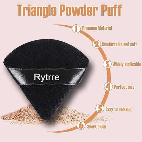Miniatura 2 de Rytrre 12 esponjas de maquillaje triangular, esponja de terciopelo suave para polvo, polvo corporal, base cosmética, esponja de belleza, regalo para