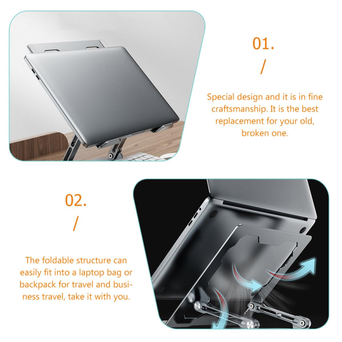 Support Réglable pour Ordinateur Portable Pliable, en Alliage D’aluminium