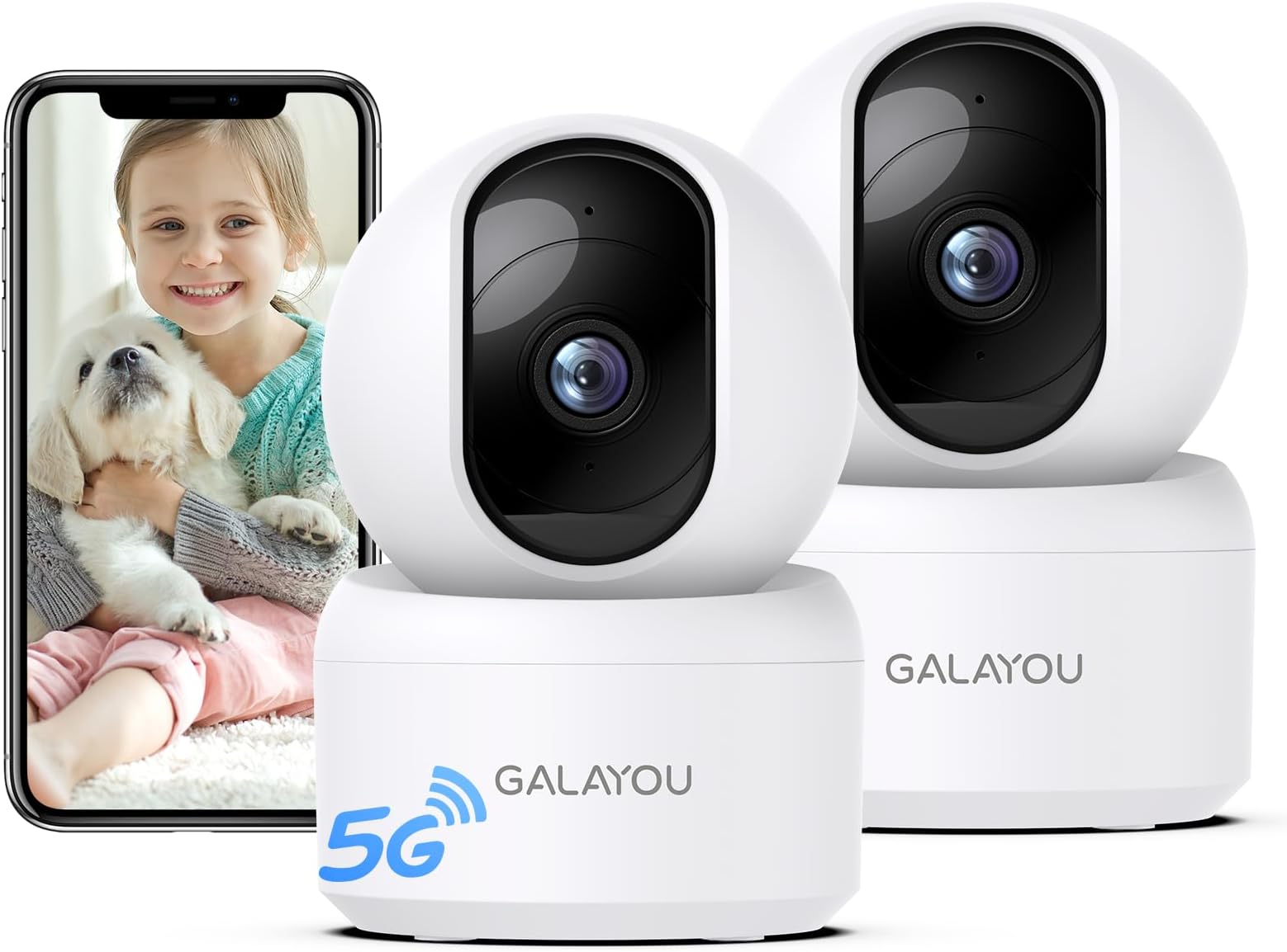 GALAYOU Indoor Cameras for Home Security/Baby Monitoring in 2K, G2 2Pack