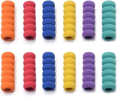 QICAITU 12 Pcs Pencil Grips, Soft Cushioned Foam, Assorted Colors (12 Pcs Multicolor)