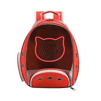 Indy Mall Pet Carrier Backpack Space Capsule Dog Cat Outdoor Carrying Bag Red