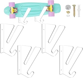 TRINENOX Skateboard Rack Wall Mount, Skateboard Storage Rack, Load Bearing Skateboard Rack, Skateboard Holder, Horizontal Installation for Longboard Penny Board Skis Skateboard Shelf