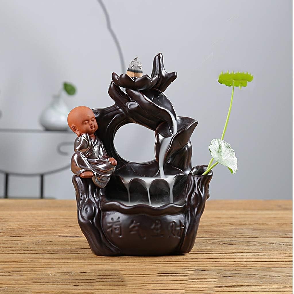 Ornaments, Ceramic Incense Burner-Incense Burner, Backflow Incense Burner Holder Ceramic Incense Holder Ceramic Ornament Gift Monk
