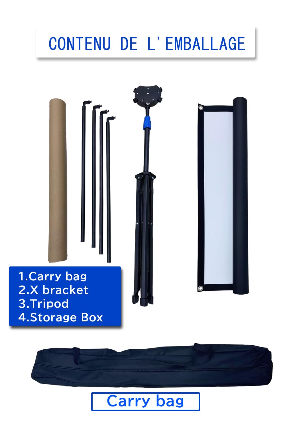 Écran de Projection Portable 60 Pouces avec Trépied - Écran de Projection Léger et Facile à Installer, Format 16:9, Compatible 4K - Idéal pour Cinéma Maison et Projections Intérieures/Extérieures【60″】