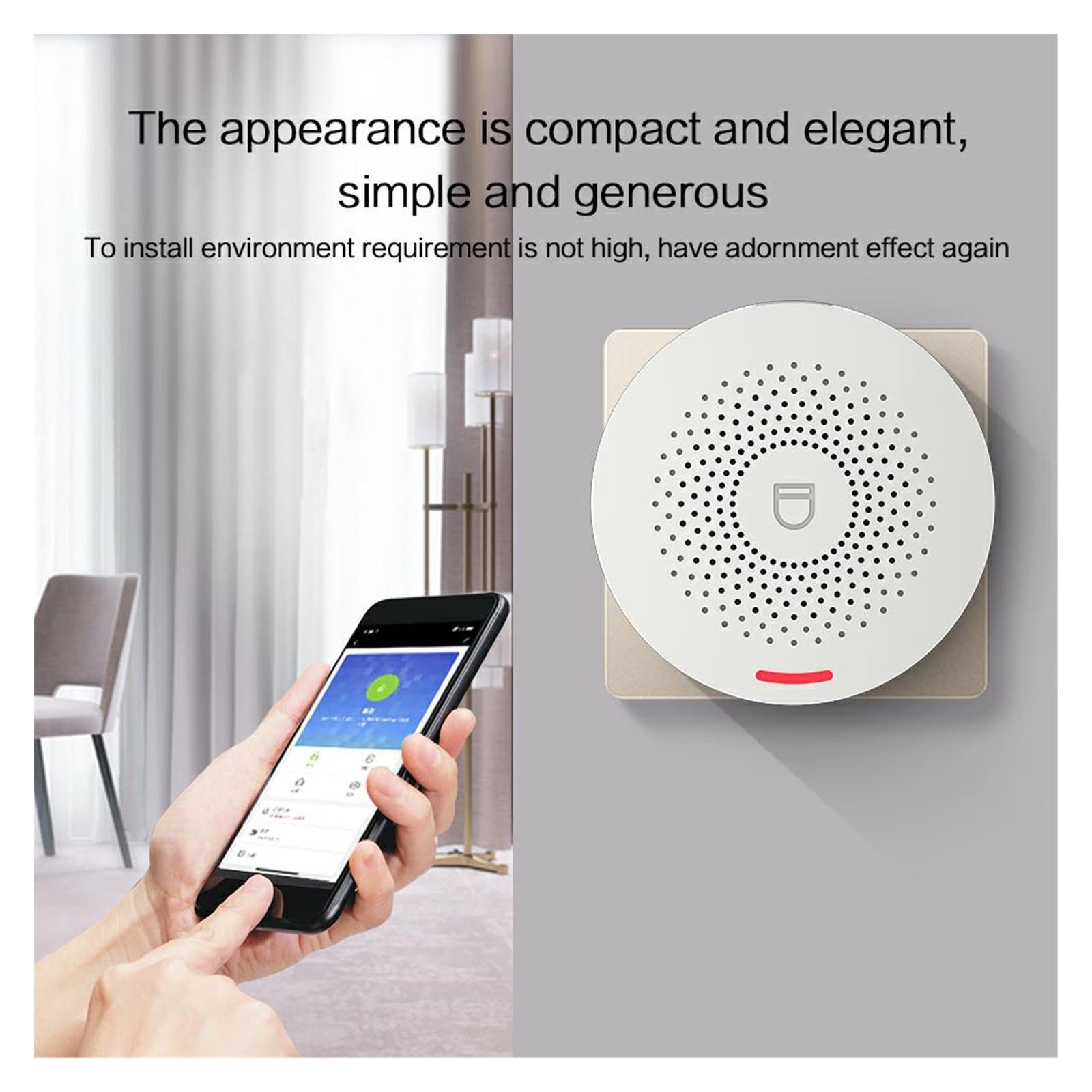 Sistema di Allarme di Sicurezza Domestica, Tuya di Allarme Domestico Wireless 433 MHz Sicurezza antifurto Smart Home App Rilevatore Movimento del sensore della Finestra Porta(J)