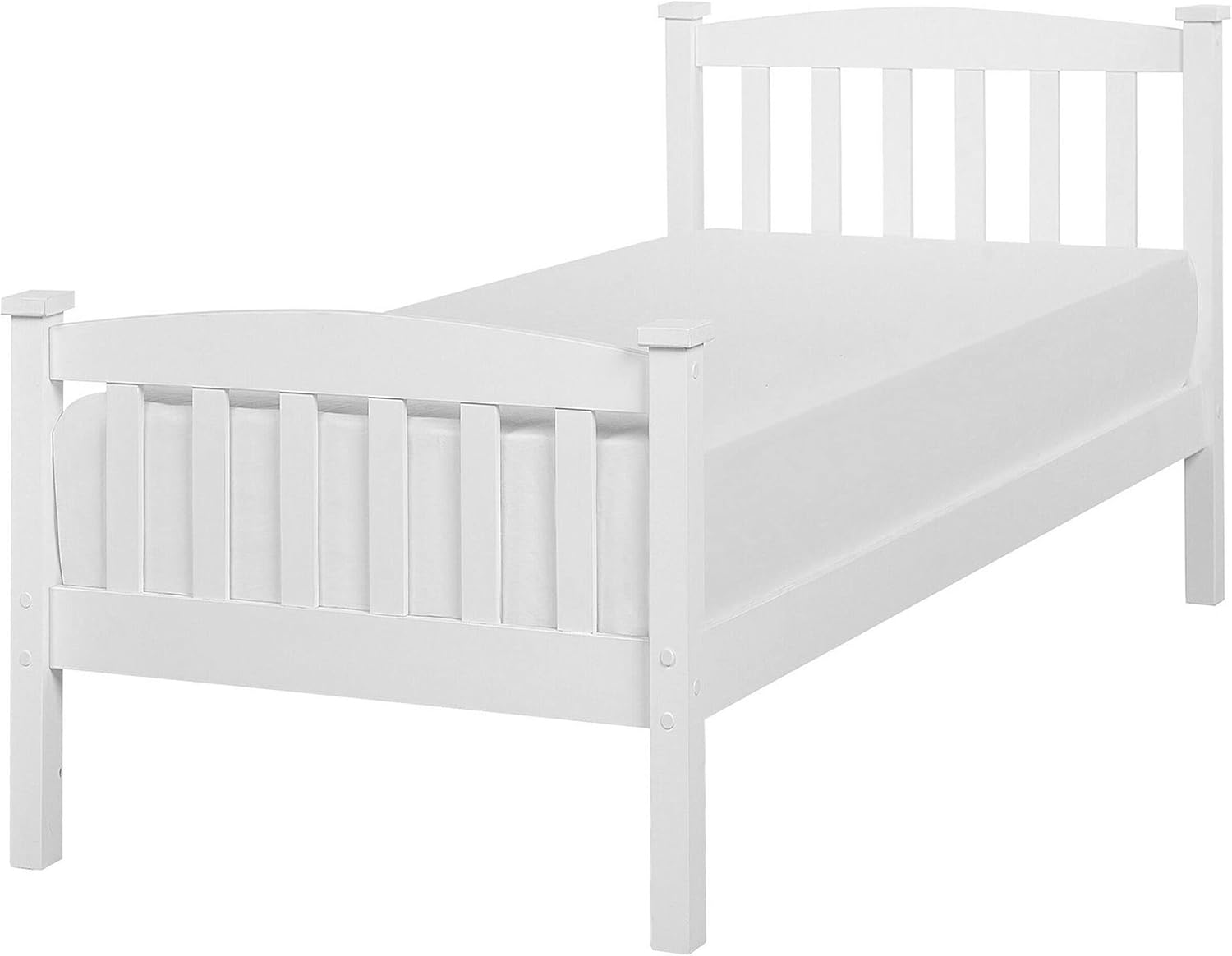 Solid Wood EU Single Size Bed Frame 3ft Pine Slatted Base White Giverny
