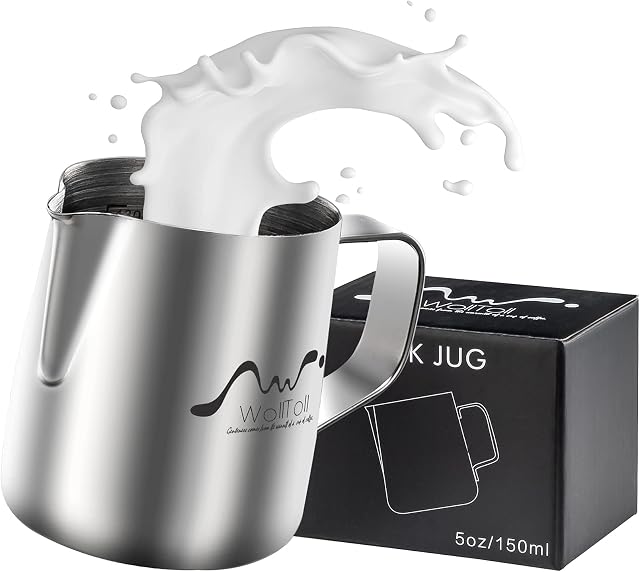 Stainless Steel Milk Frothing Pitcher, Cream&Milk jugs 5oz/150ml Milk Coffee Cappuccino Latte Art Frothing Pitcher Barista Milk Jug Cup
