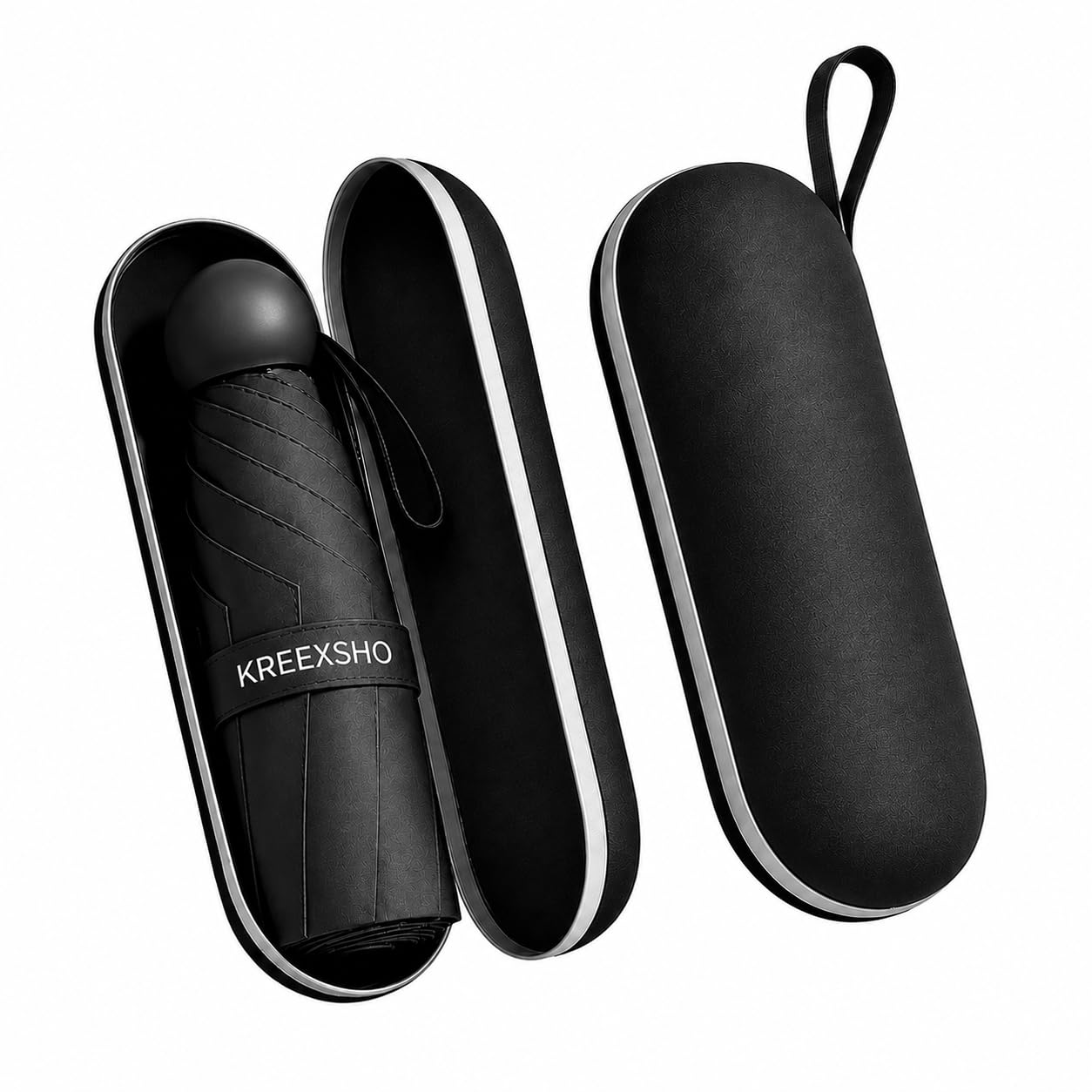 kreexsho enterprise Capsule Mini Foldable Travel Umbrella | UPF 50+ UV & Rain Protection | 3 Fold Compact Design | for Women, Men & Kids | Windproof, Waterproof, Pocket-Size with Storage Case-picture-17