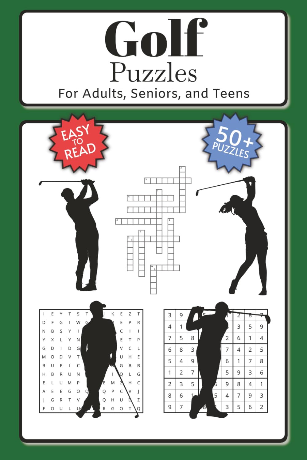 Golf Puzzles: Word Search, Crossword, Sudoku Puzzles with Easy to Read Print about Golf, Outdoors and More | 6x9inches, 50+ Puzzles ... Gift for Holidays, Vacations and Relaxation