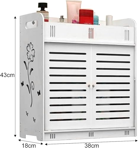 Miniatura 2 de cdar Armario de pared de baño de madera, armario de almacenamiento autoadhesivo sobre inodoro con bisagras amortiguadoras, armario de medicina