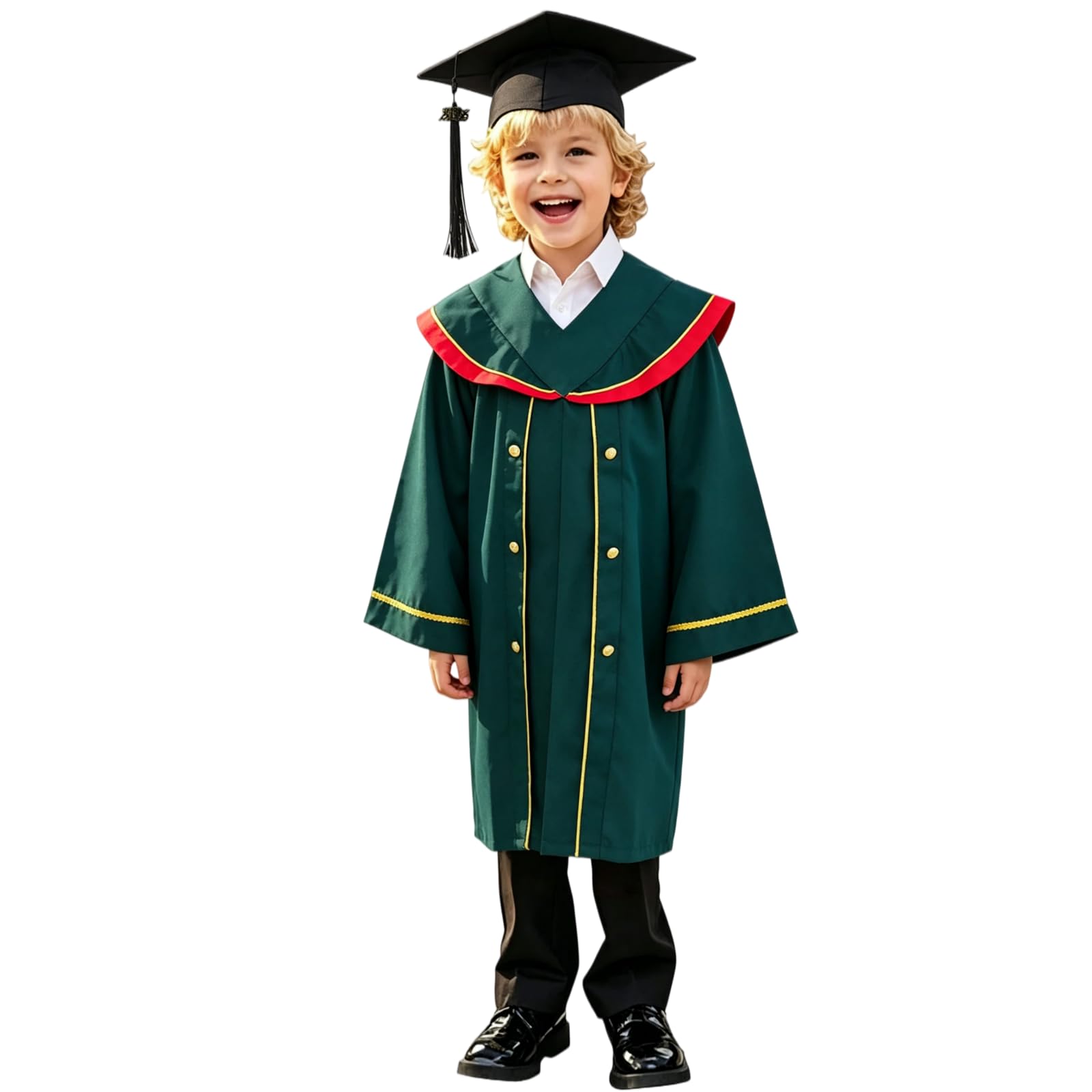 Kindergarten 2025 Graduation Cap and Gown Tassel Sets with Charm 2PCS Graduations Stoles for Kids Grad Party Clothes