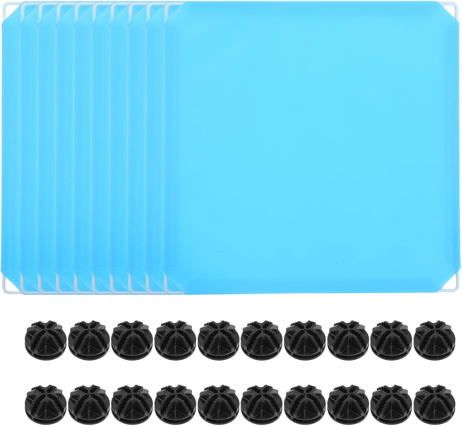 Angoily 10pcs Large Pet Playpen Set with Blue Embossed Panels and Black Clips, Portable Indoor Enclosure for Chicks, Rabbits, Ducks, and Small Animals