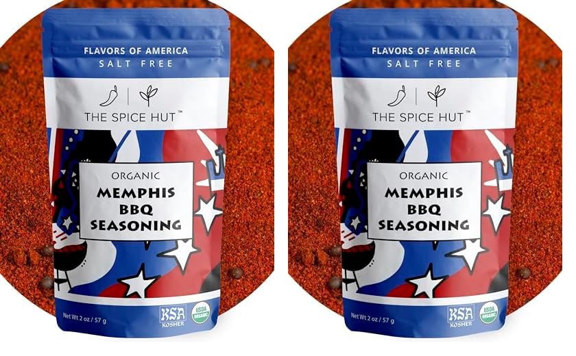 Condimento orgánico para barbacoa Memphis, mezcla de especias dulces y saladas Southern Grilling, 2 onzas, The Spice Hut, bolsa pequeña, sin sal