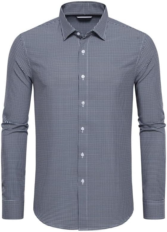 EOUOSS Mens Dress Shirts Stretch Long Sleeve Button Down Shirts Print Regular Fit Casual Busines Shirt