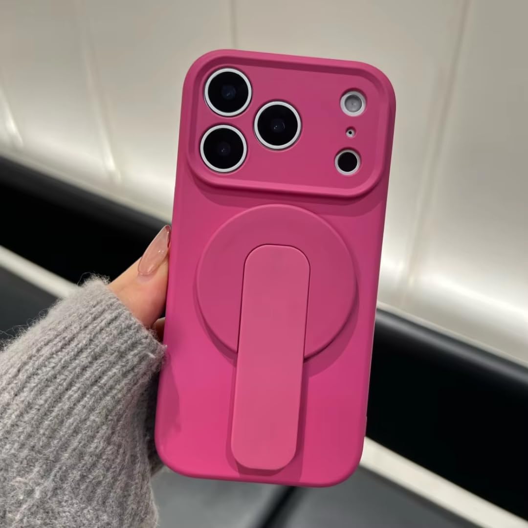 Custodia con supporto in silicone liquido per iPhone 17 Air 16 Plus 15 14 13 12 Pro Max 16e con cover posteriore morbida magnetica (per iPhone 17/Pitaya)