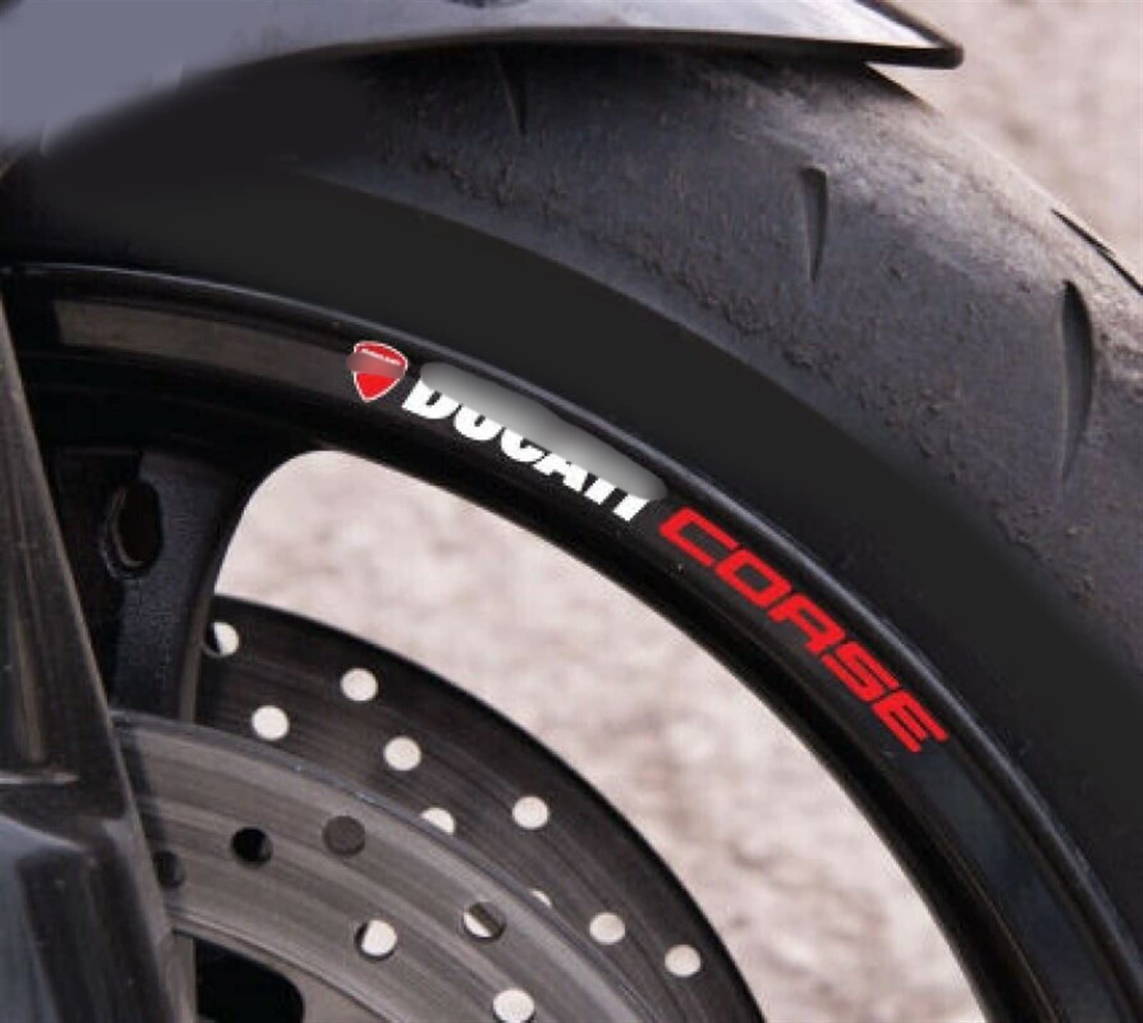 Liserés de jante Ducati Corse autocollants laminés pour motards passionnés de style piste