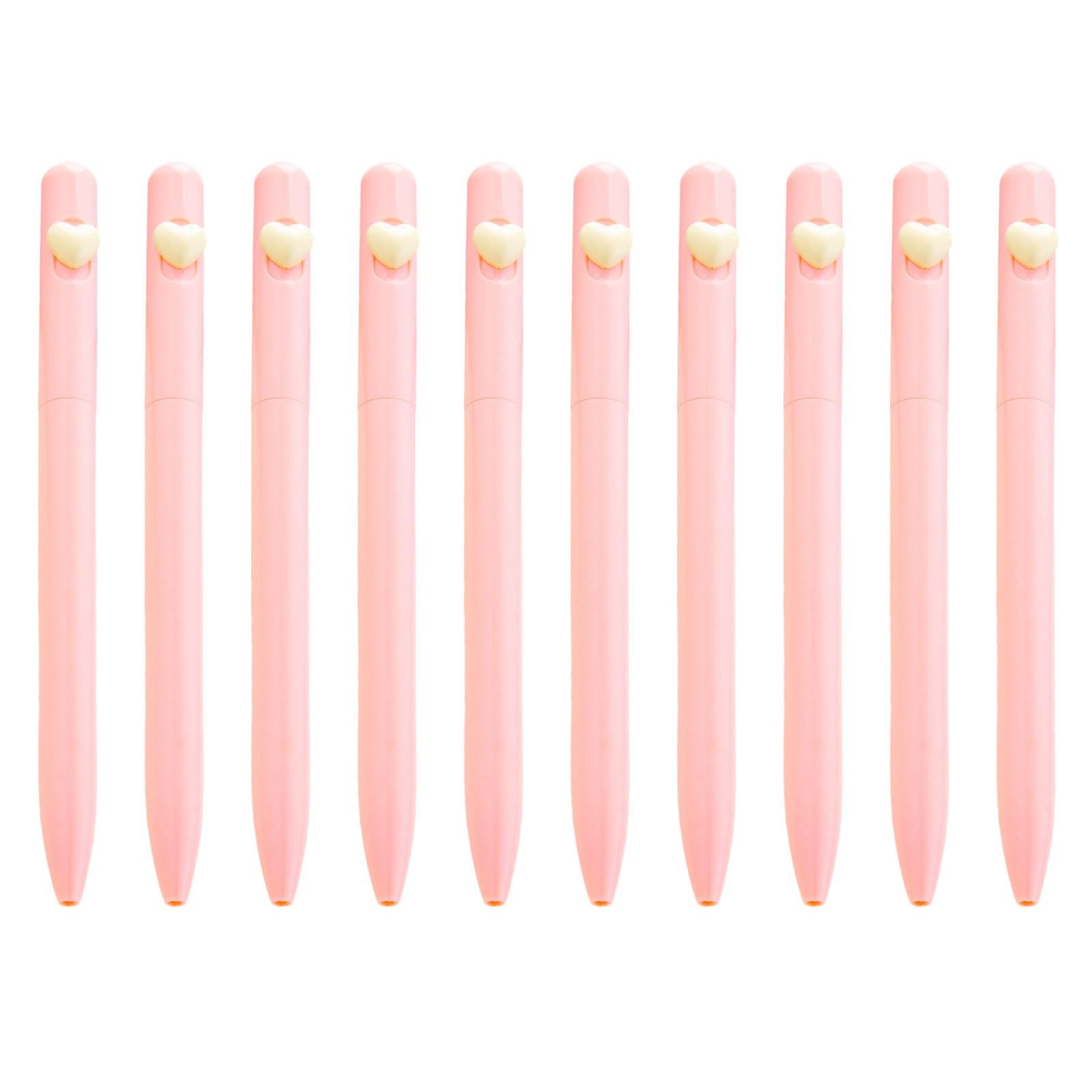 Buxuaaaa 10pcs 1.0mm Ballpoint Pen Smooth Writing Pen Black Inks Stationery Love Heart Ballpoint for School Oil