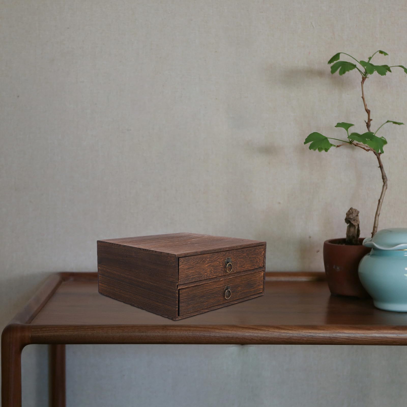 Holibanna Cassetto Portaoggetti da Scrivania in Legno Massello Retrò Organizer per Cassetti in Legno 2 Livelli 255X243X113 CM Contenitore da Scrivania Versatile per Casa e Ufficio