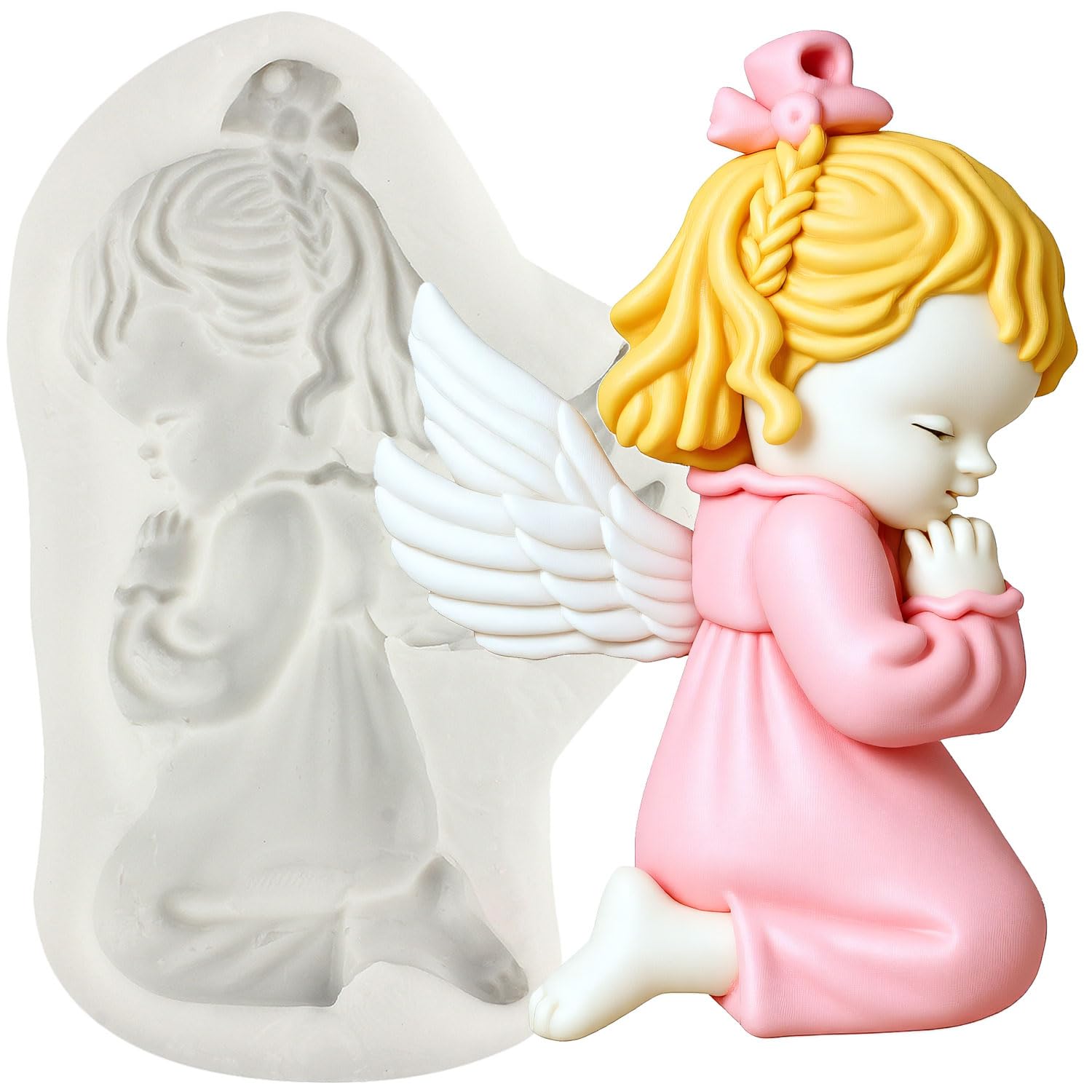 Sijiangmold Angel Girl Silicone Moulds Angel Fondant Mould for Cake Decoration Chocolate Cupcake Topper Candy Polymer Clay Gum Paste