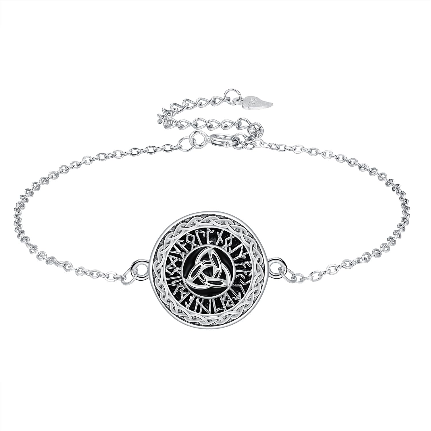 MicoryPulseras Nudo Celta Plata de Ley 925 Mujer Cadena Joyería Para Mujeres con Pulsera Hipoalergénica Ajustable 17+4cm