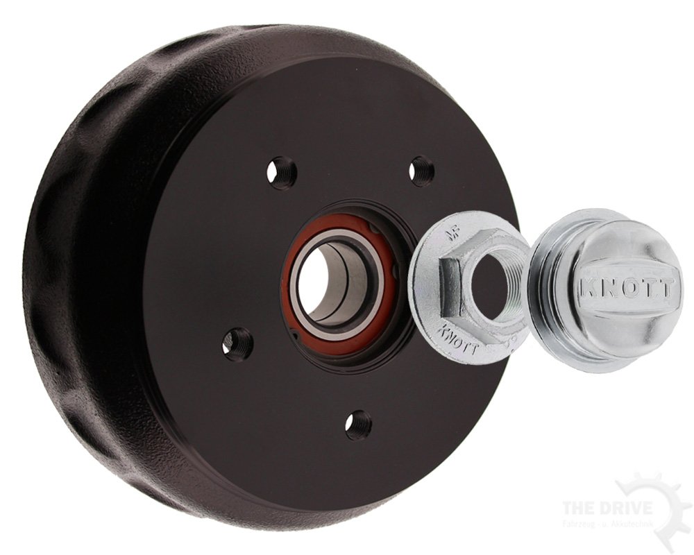 The Drive | Bremstrommel 200x50mm komplett passend für Knott Radbremse 20-2425/1 inkl. Mutter und Fett-, Abdeckkappe | 2 Stück im Set