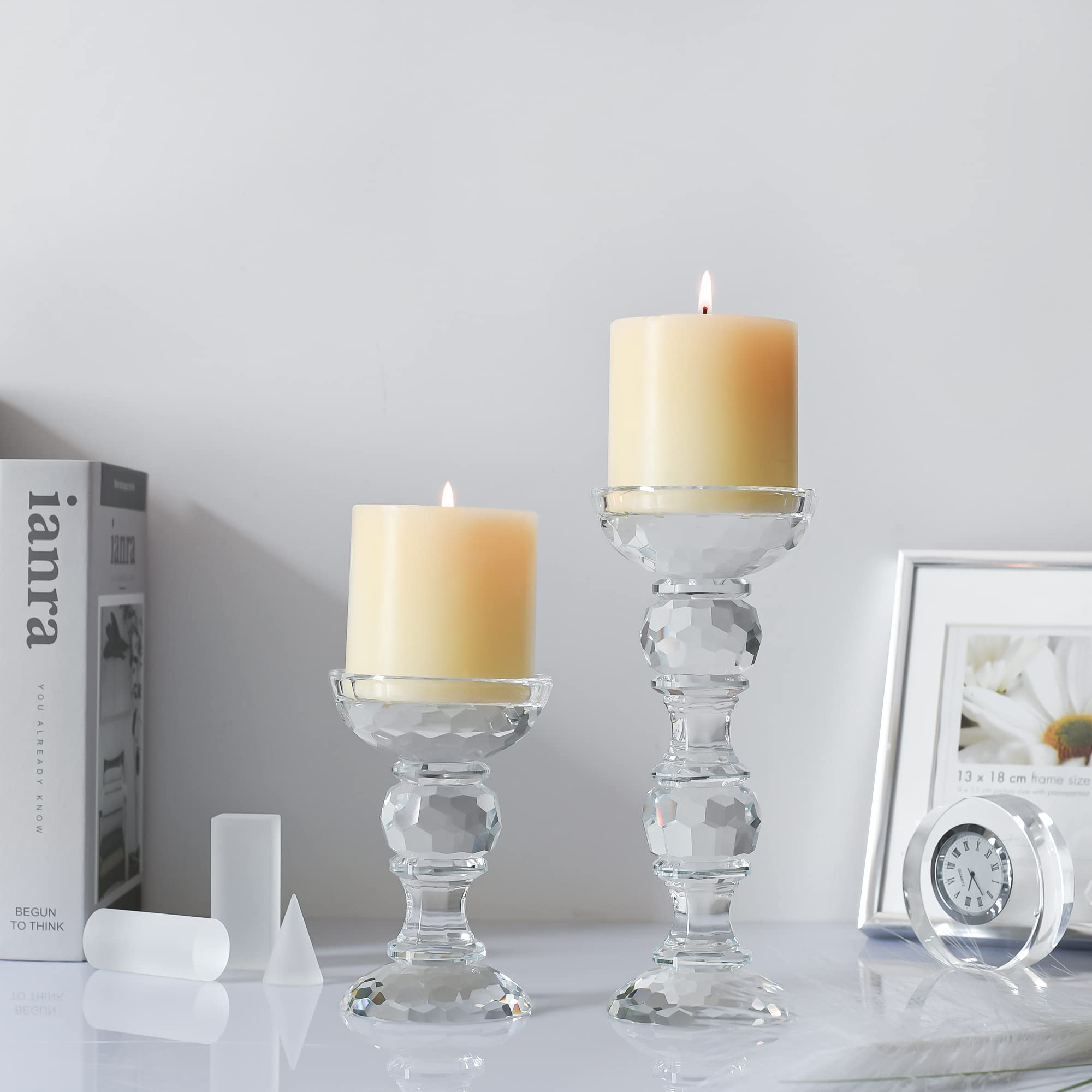 Amazon.co.jp: kitCom クリスタルピラーキャンドルスティックホルダー