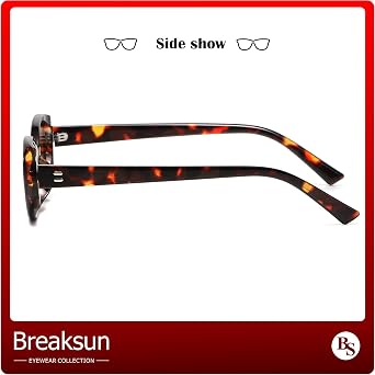 Breaksun Retro Oval Sunglasses for Women Men Fashion Small Oval Sunglasses 90s Vintage Shades
