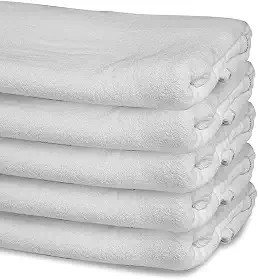 Kit 5 Panos de Chão Duplo, Algodão, Saco Alvejado Limpeza 40 x 60cm (Branco)