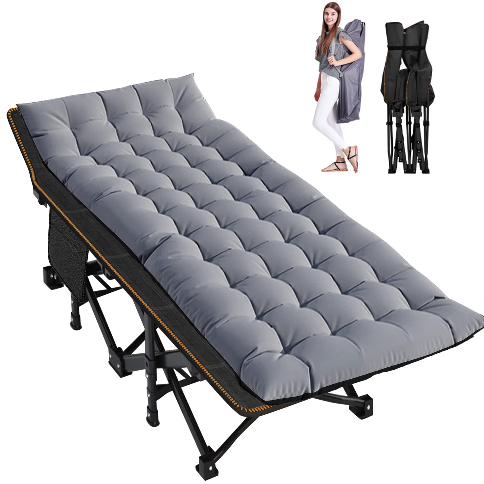 LILYPELLE Folding Camping Cot, Extra Wide Heavy Duty Sleeping Cots