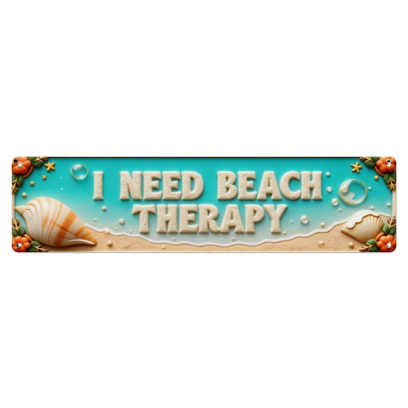 Beach Waves Seashells Sunlight Sand Metal Tin Sign Plaque