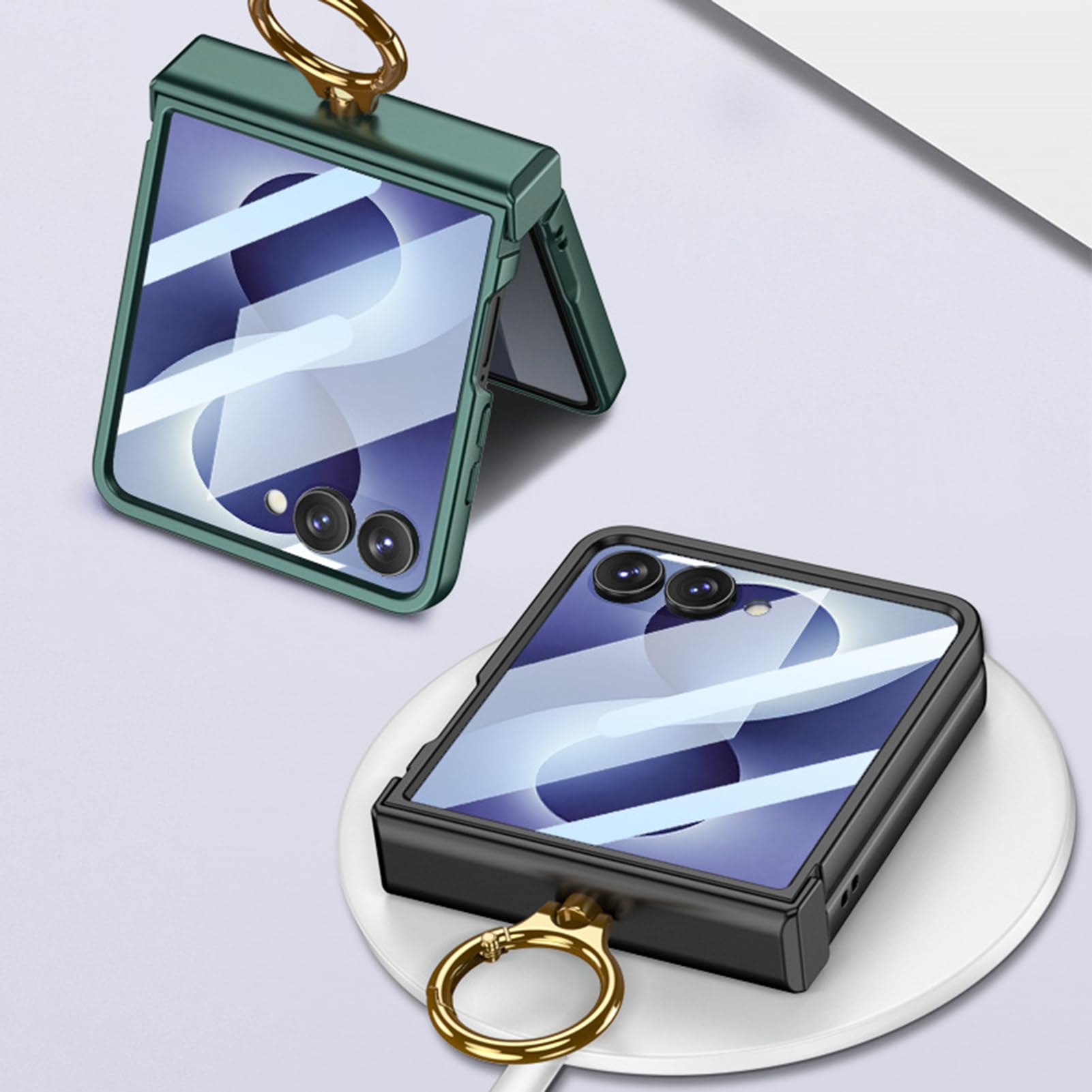 Etui na zamek błyskawiczny do Samsung Galaxy Z Flip 8, folia ochronna na mały ekran, powlekany pierścień