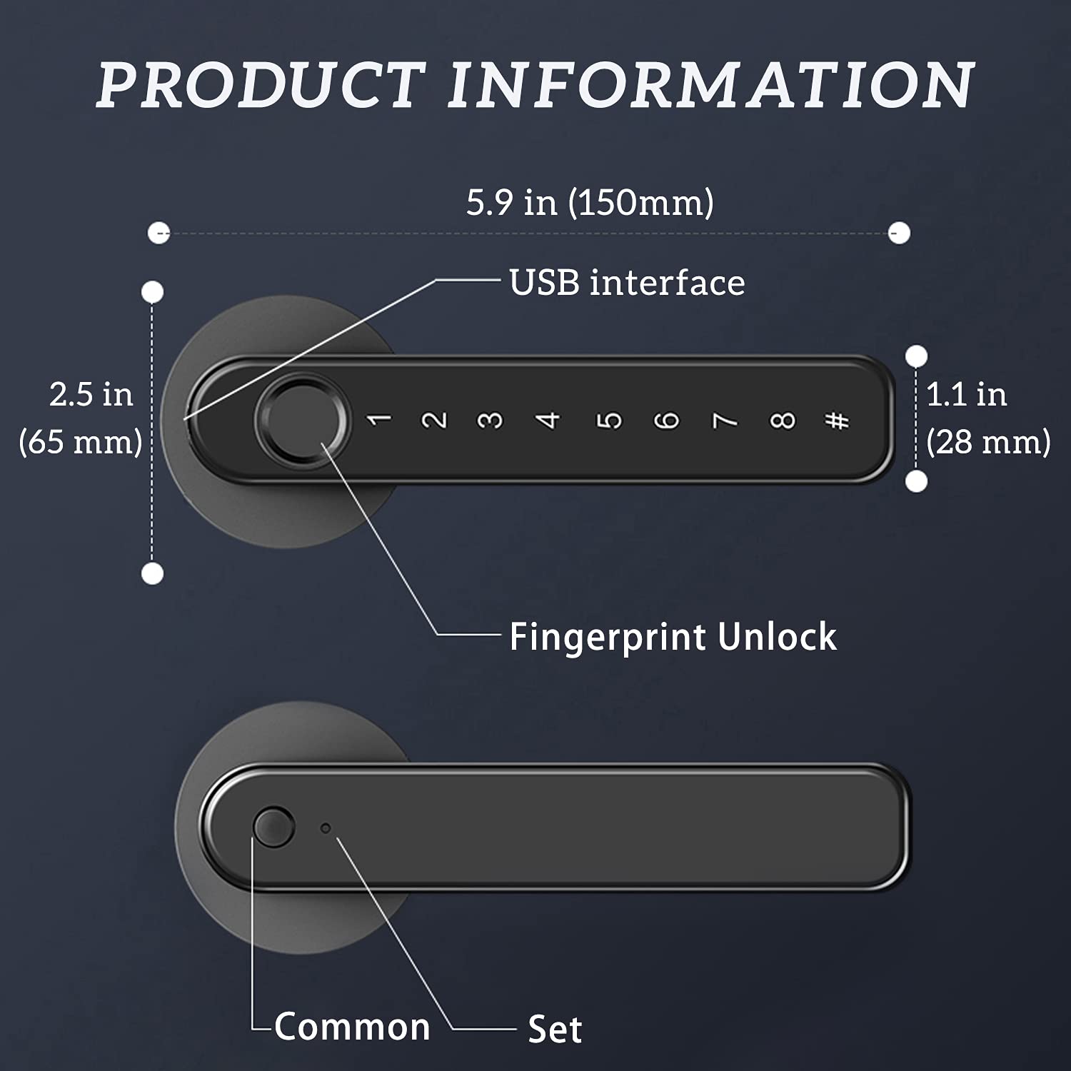 SISAV Fingerprint Door Lock keyless Entry Door Lock with USB Charging and keypad biometric Door Lock Smart Door Handle Lock Suitable for bedrooms Offices and Other Private Spaces(Black) - Image 2