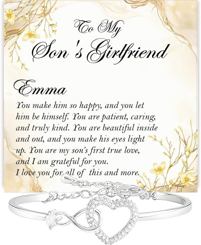 Son's Girlfriend Bracelet Romantic Infinity Bracelet Sons Girlfriend, Anniversary Christmas Birthday Gifts For Women, Star Heart Bracelets With Heartfelt Message Card & Gift Box