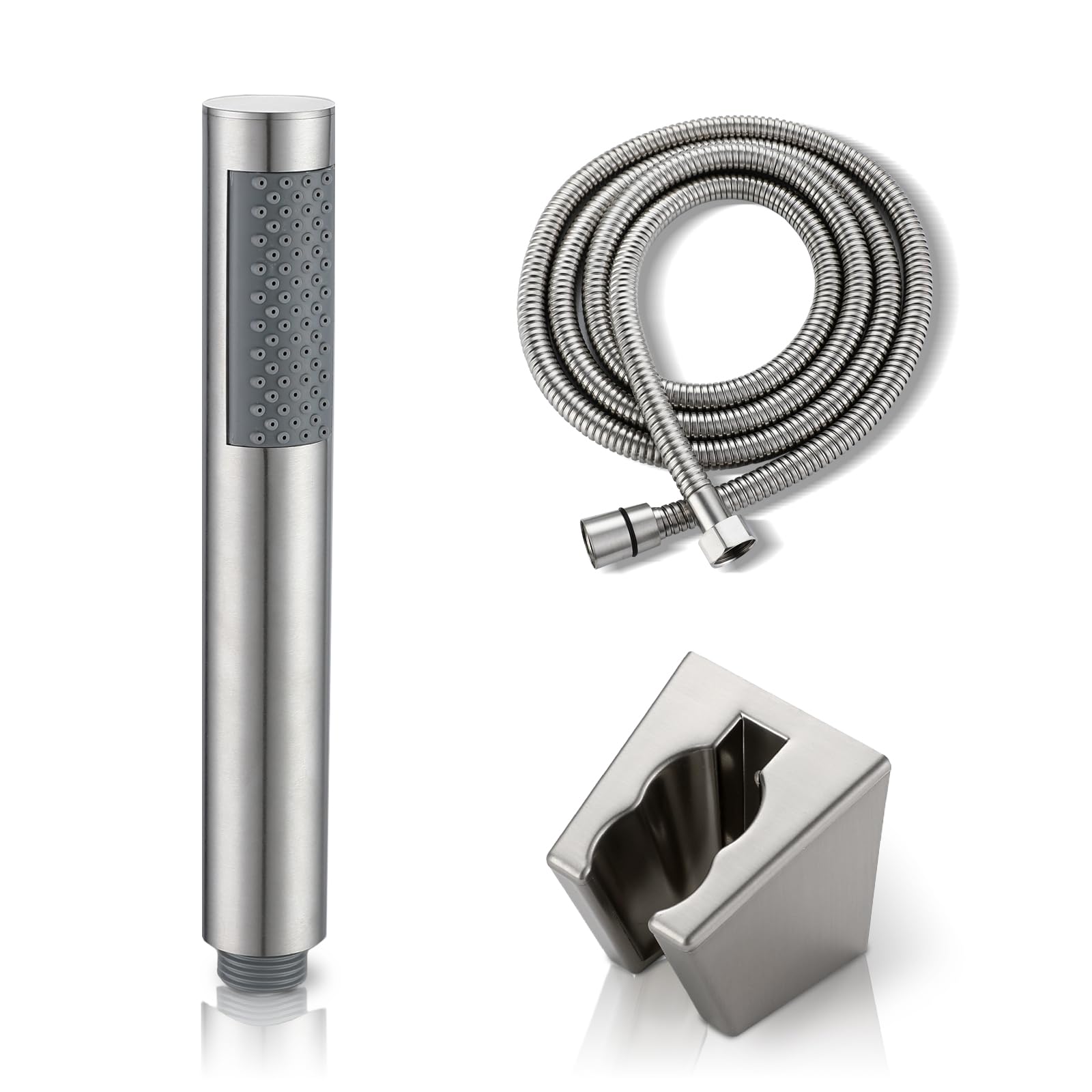 metal handheld showerhead with 79 inch stainless steel hose and dual slot bracket sets, shower set for bathroom, brushed nickel