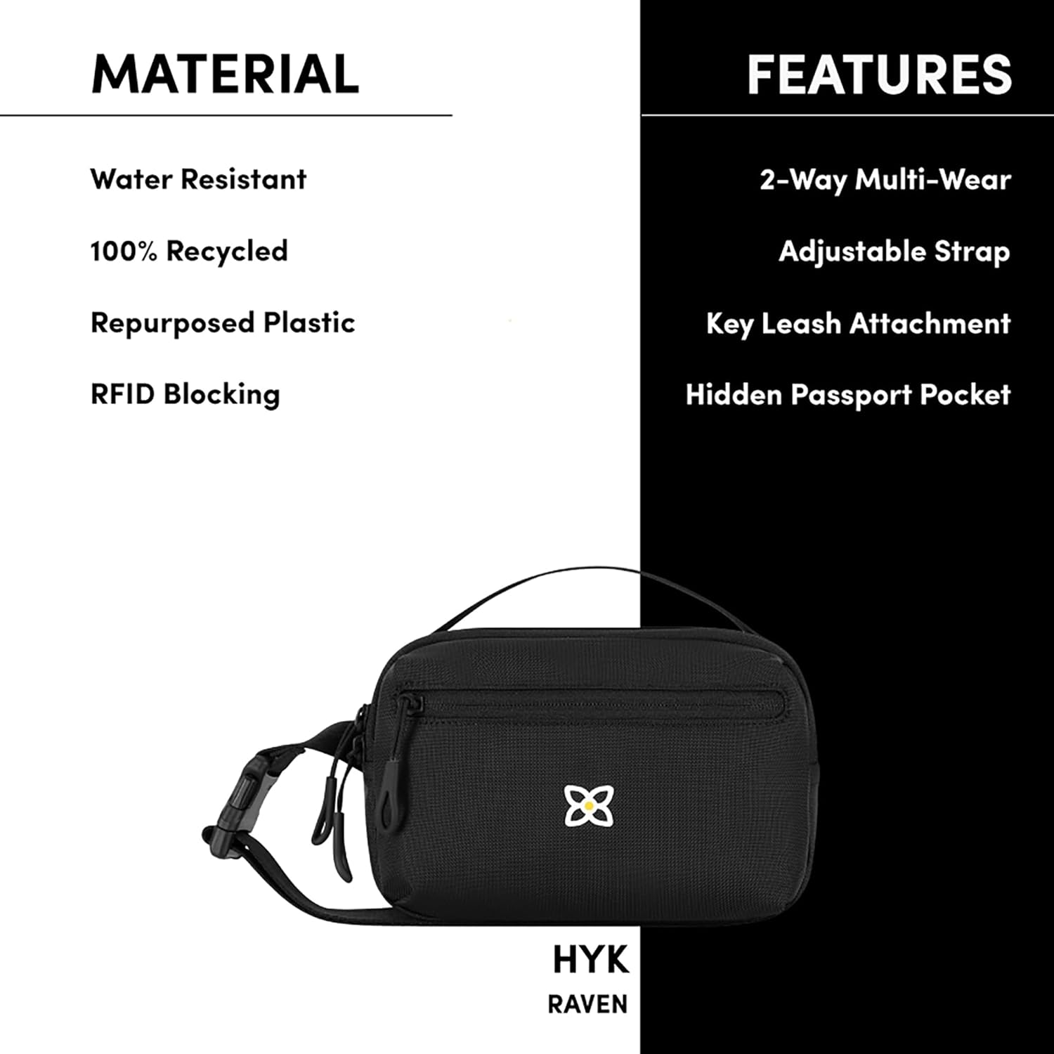 Sherpani Hyk, Small Sling Bag, 1L Belt Bag, Lightweight Travel Fanny Pack, Sling Crossbody Purse with RFID Blocking