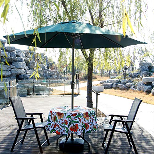 Image of EHouseHome Outdoor and Indoor 60inch Round Tablecloth with Umbrella Hole and Zipper, Waterproof Zippered Patio Cloths, Spring /Summer Table Covers for Backyard Circular Table /BBQs /Picnic