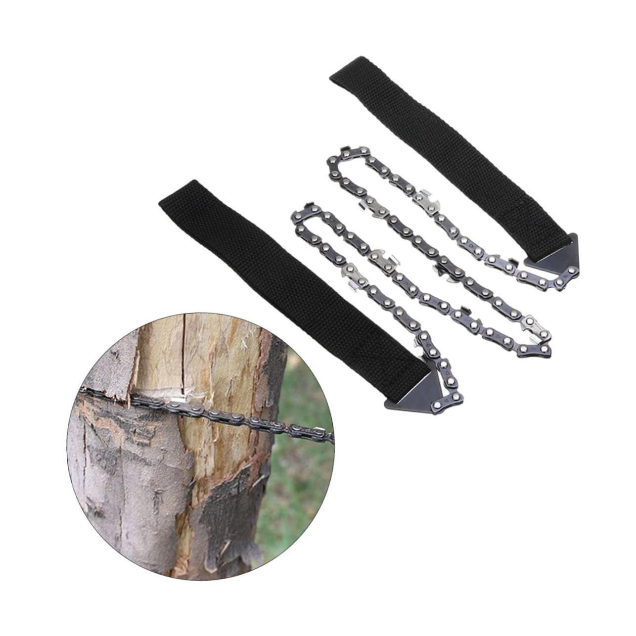 Kisangel 2pcs Hiking Kit Essential Compact Pocket Chainsaw Chain Outdoor Hand Saw for Tree Survival Gear Self Cleaning for Camping