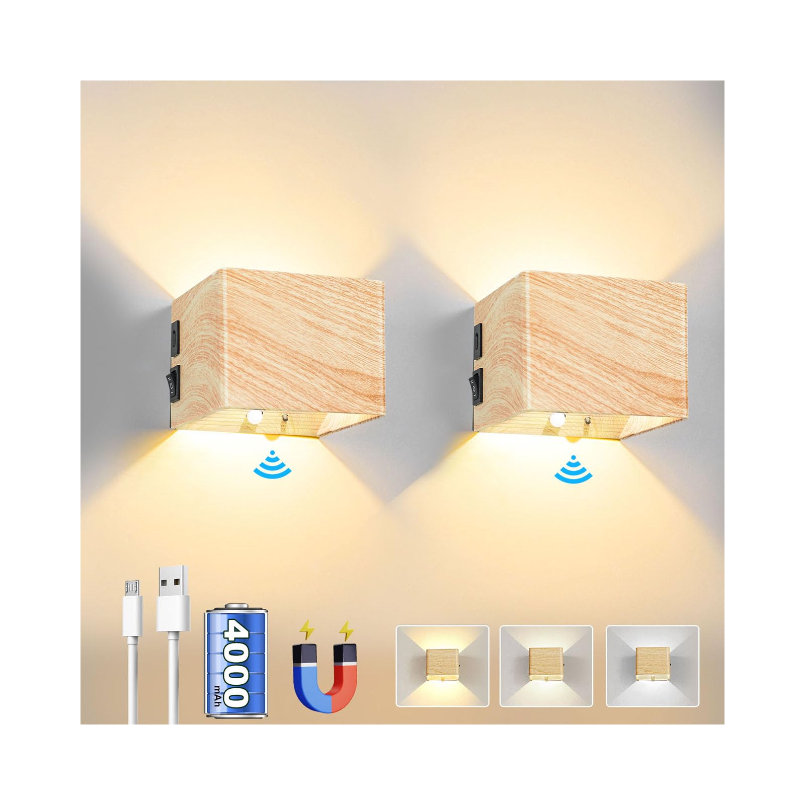 Elitlife Led-wandlamp met bewegingsmelder, binnen Up Down