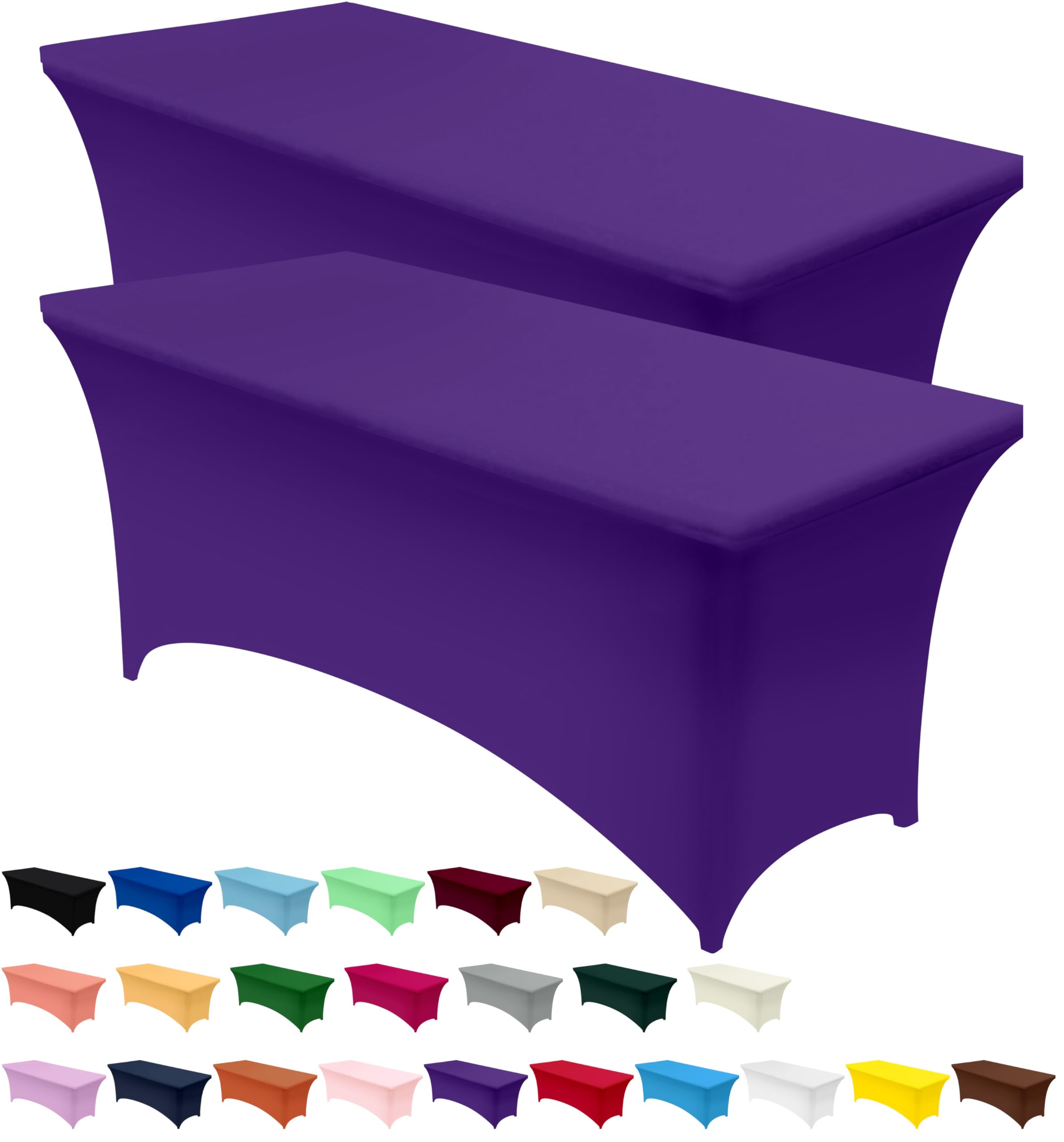 Utopia Kitchen Spandex Tablecloth 2 Pack [4FT, Purple] Tight, Fitted, Washable and Wrinkle Resistant Stretch Table Cloth Rectangle Cover for Trade Show, Weddings & Parties [48Lx30Wx30H Inch]OEKO-TEX STANDARD 100