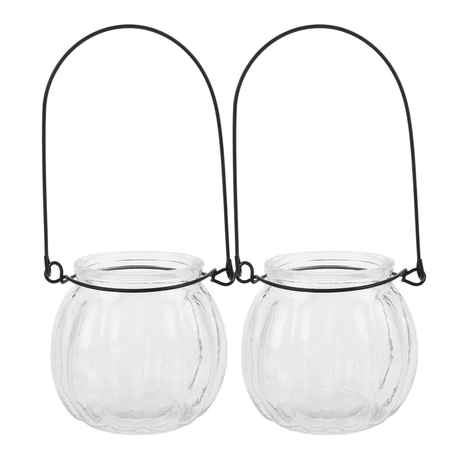 Cabilock 2pcs Hanging Glass Tealight Candle Holder, Round Clear Votive Candle Holders Small Candlestick Holders Vases for Table Party Wedding Decorations