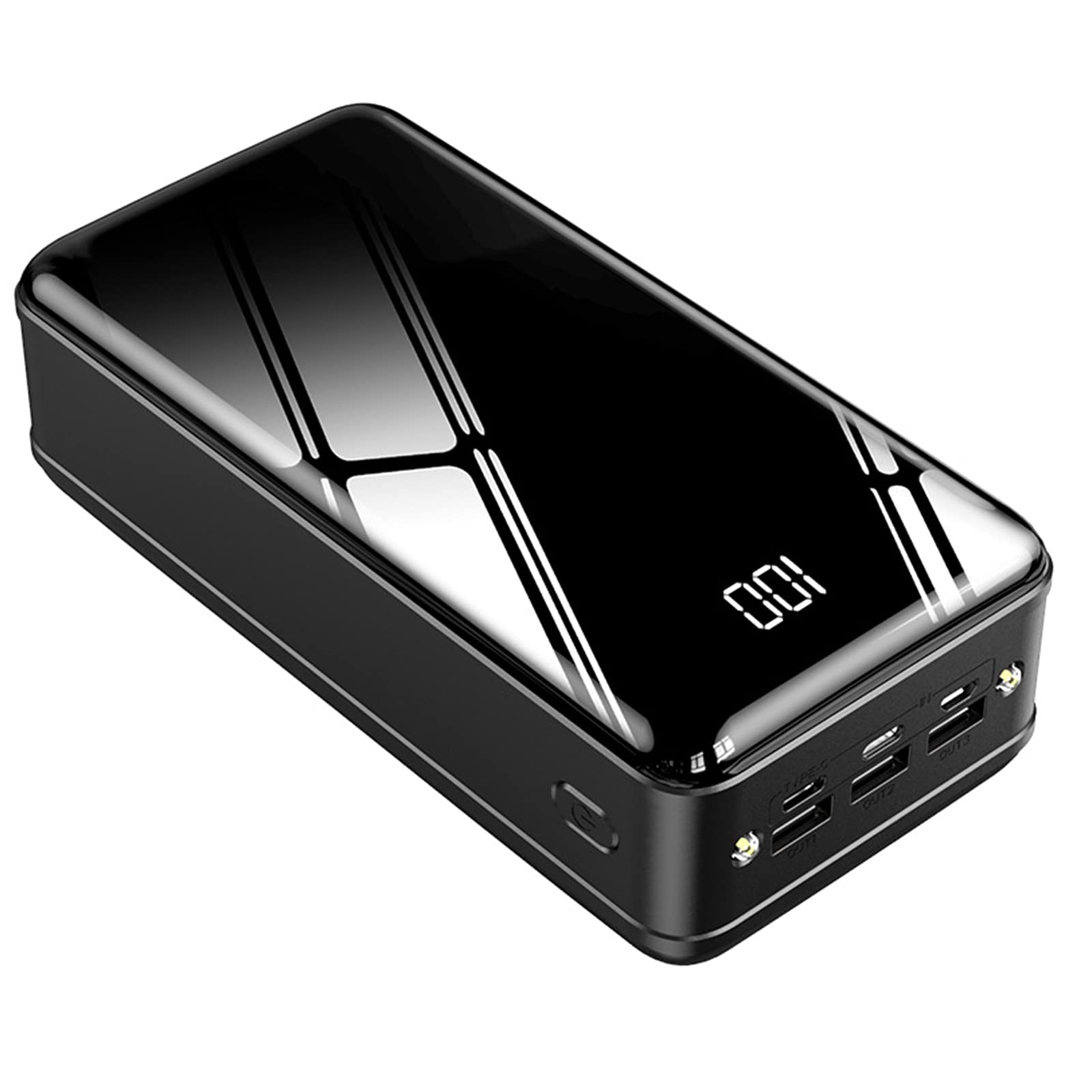Power Bank, Caricabatterie Portatile da 100000 mAh con Uscite e Ingressi, Caricabatterie Rapido per iPhone con Torcia Batteria Esterna USB C ad Altissima Capacità(Size:Nero,Color:40000Mah)