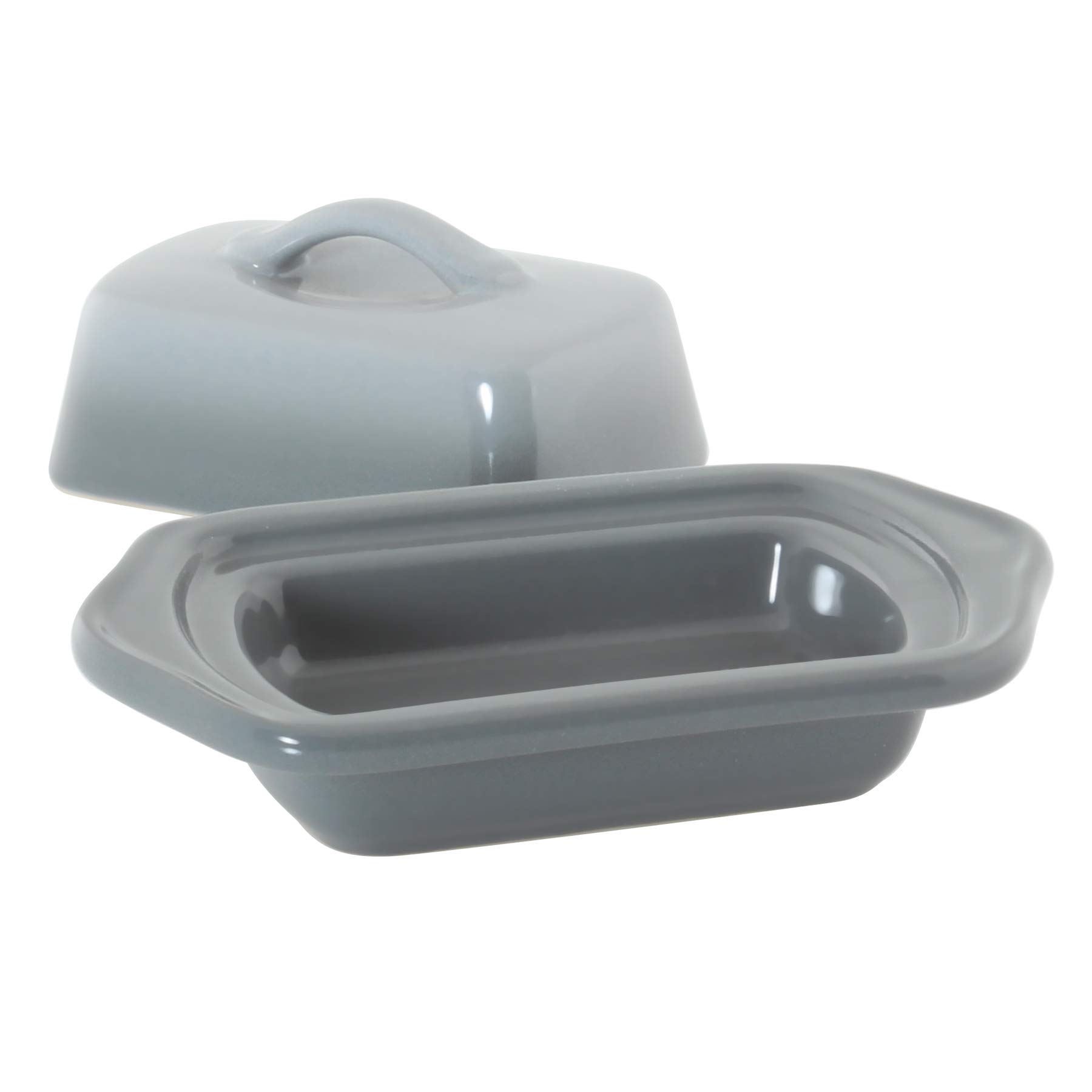 Chantal Lot de 2 mini beurriers en céramique Gris délavé 12,7 cm